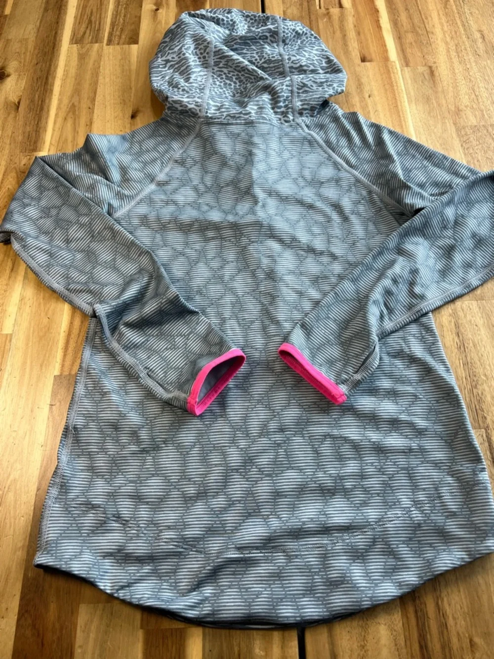 Nike Pro Dri-FIT Hooded Quarter Zip Pullover Gray Pink Youth XL Girls Athletic